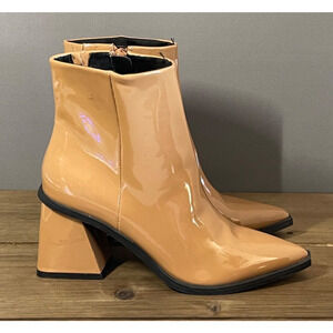 BP Nordstrom Loren Women's Size 4.5 M Brown Tan Ankle Boots Zip Up Pointed Toe